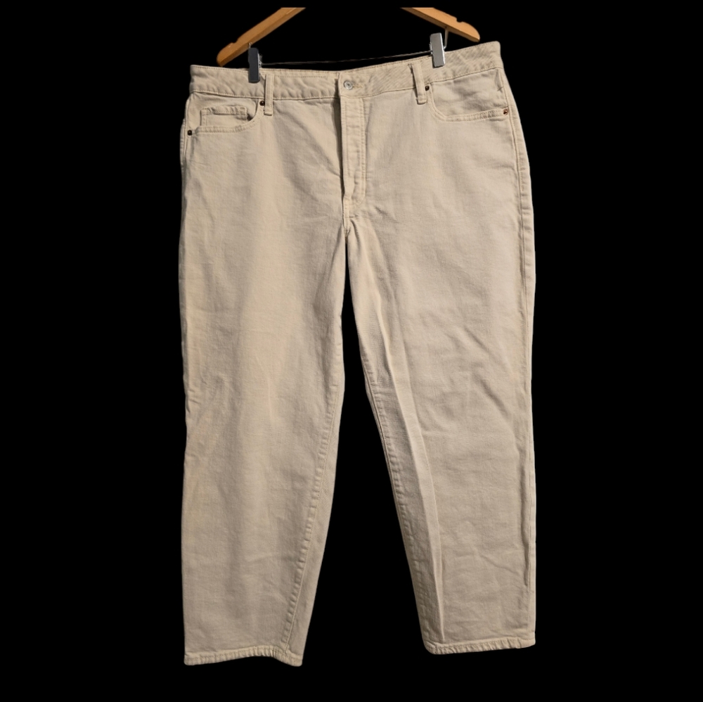 OLD NAVY Mom Jeans Womens Sz 20 Beige Button-Fly High-Rise O.G. Straight Comfort